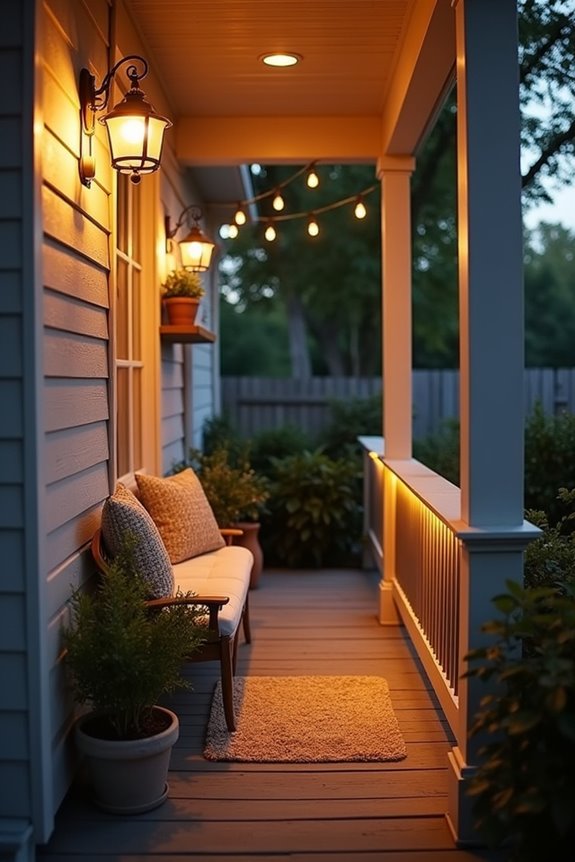 Space-Saving Ways to Decorate Your Narrow Front Porch 6 strategic lighting defines porch zones